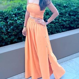 Lulu’s matching set, tube top and wide legged pants